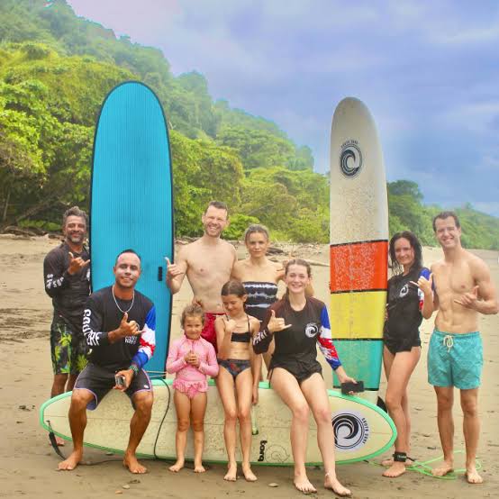 Family enjoying the beach on the Costa Rica coast